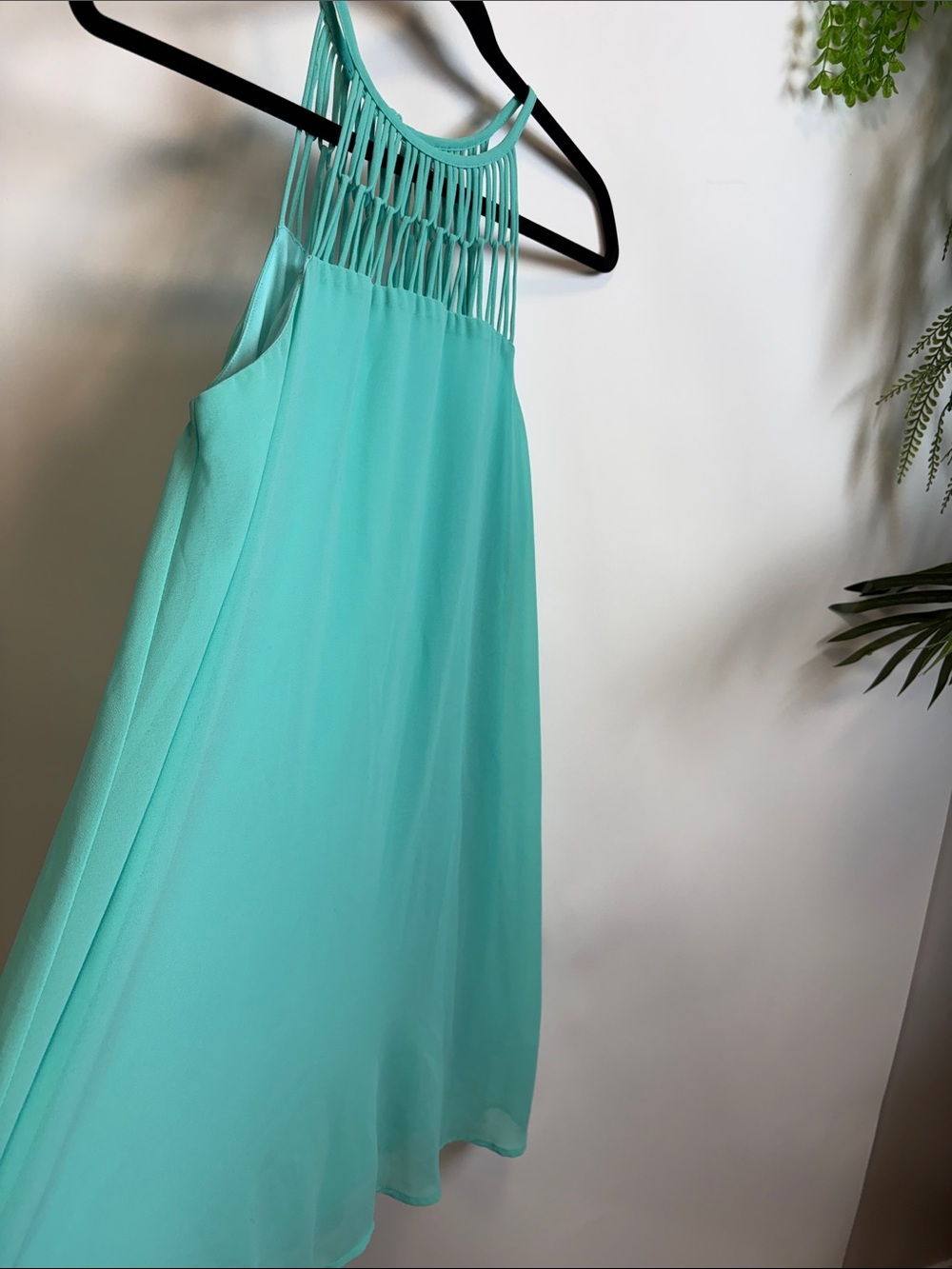 Love Riche Teal Halter Dress with Braided Yoke